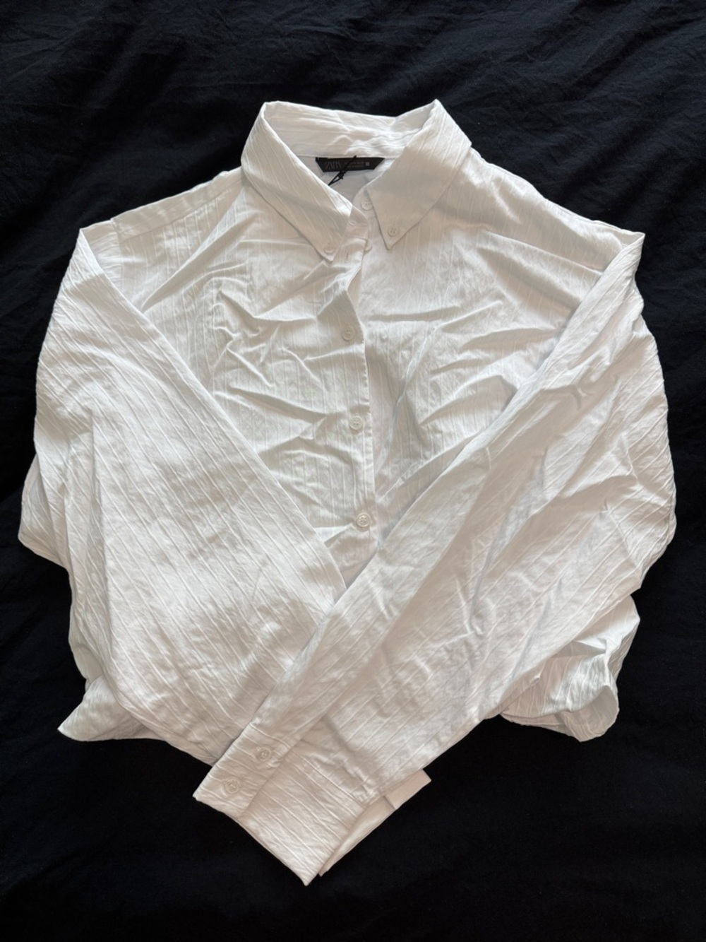 Zara Women’s White Long-Sleeve Button-Down Bubble Blouse - M - NWT